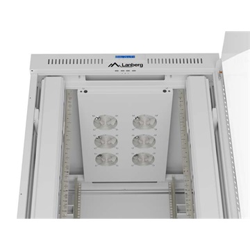 Lanberg 19" szabadon álló rack szekrény 47U/800X1000 üvegajtó, lapraszerelt, LCD kijelző, szürke