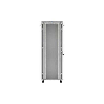 Lanberg 19" szabadon álló rack szekrény 47U/800X1000 üvegajtó, lapraszerelt, LCD kijelző, szürke
