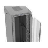 Lanberg 19" szabadon álló rack szekrény 47U/800X1000 üvegajtó, lapraszerelt, LCD kijelző, szürke