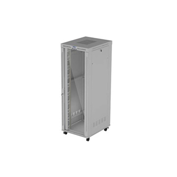 Lanberg 19" szabadon álló rack szekrény 47U/800X1000 üvegajtó, lapraszerelt, LCD kijelző, szürke