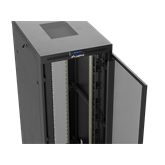 Lanberg 19" szabadon álló rack szekrény 47U/800X1200 perforált ajtó, lapraszerelt, LCD kijelző, fekete V2