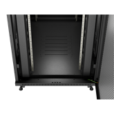 Lanberg 19" szabadon álló rack szekrény 47U/800X1200 perforált ajtó, lapraszerelt, LCD kijelző, fekete V2