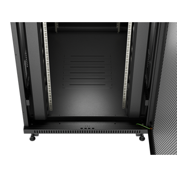 Lanberg 19" szabadon álló rack szekrény 47U/800X1200 perforált ajtó, lapraszerelt, LCD kijelző, fekete V2