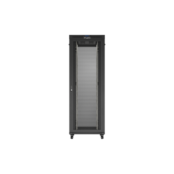Lanberg 19" szabadon álló rack szekrény 47U/800X1200 perforált ajtó, lapraszerelt, LCD kijelző, fekete V2