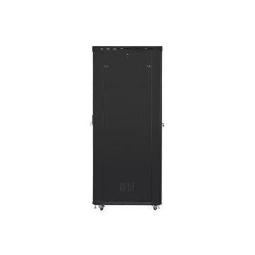 Lanberg 19" szabadon álló rack szekrény 47U/800X1200 üvegajtó, lapraszerelt, LCD kijelző, fekete V2