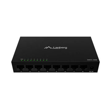 Lanberg 8 portos Gigabit Desktop Switch, fémházas, 12V