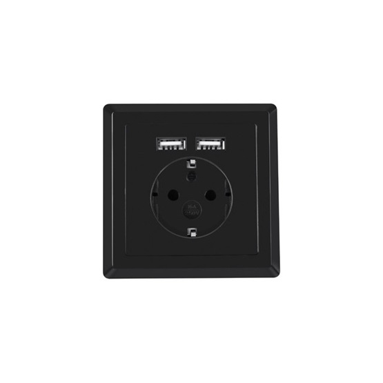 Sully Notebook Lanberg AC süllyesztett fali aljzat 230V 2 USB porttal 2.1A, Schuko ...