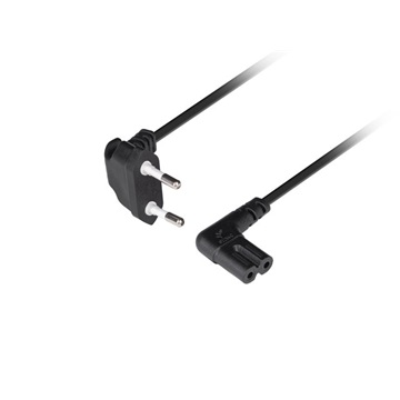 Lanberg CEE 7/16 -> IEC 320 C7 tápkábel, 3 m, könyök (derékszögű), VDE, fekete