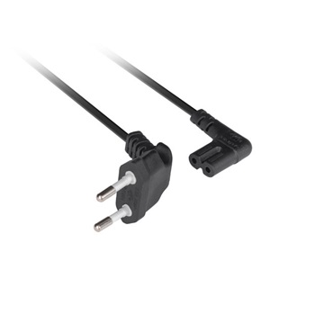 Lanberg CEE 7/16 -> IEC 320 C7 tápkábel, 3 m, könyök (derékszögű), VDE, fekete