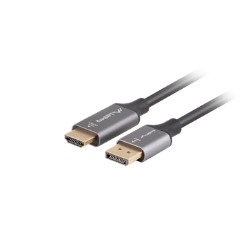 Lanberg DisplayPort (M)->HDMI (M) kábel 1,8 m, 4K, fekete-ezüst