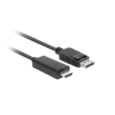 Lanberg DisplayPort (M) v1.1->HDMI (M) kábel, 1,8 m, fekete