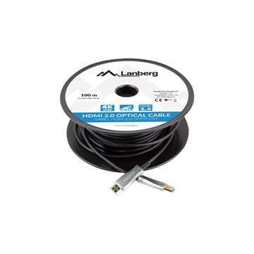 Lanberg HDMI (M/M) v2.0 kábel, 100 m, optikai, fekete, AOC