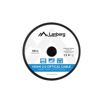 Lanberg HDMI (M/M) v2.0 kábel, 100 m, optikai, fekete, AOC