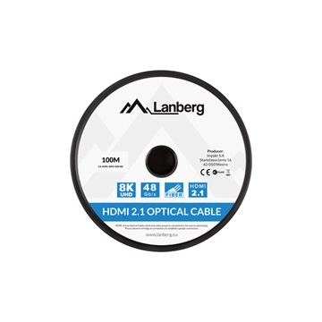 Lanberg HDMI (M/M) v2.1 kábel 100 m, optikai, fekete, AOC