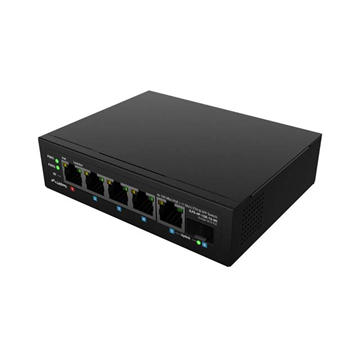 Lanberg Light Industrial 6 portos PoE Switch (4xPoE, 90W)