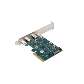 Lanberg PCI Express X1 kártya › 2x USB-C 3.2 Gen 2x1 alacsony profilú