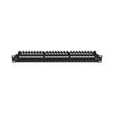 Lanberg Patch panel 24 port 1U 19" CAT.5e UTP, tehermentesítővel, fekete