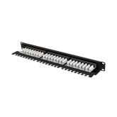 Lanberg Patch panel 24 port 1U 19" CAT.6 UTP, tehermentesítővel, fekete