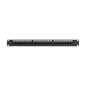 Lanberg Patch panel 24 port 1U 19" CAT.6 UTP, tehermentesítővel, fekete