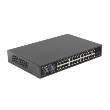 Lanberg Switch 24x 1GbE PoE+/ 2x GbE/ 2 SFP ,19" rackes (360W) 