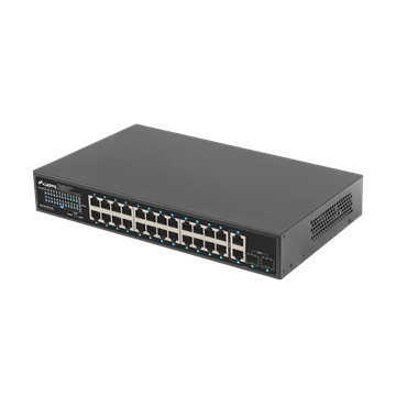 Lanberg Switch 24x 1GbE PoE+/ 2x GbE/ 2 SFP ,19" rackes (360W) 