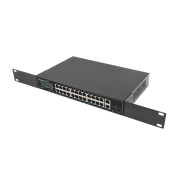 Lanberg Switch 24x 1GbE PoE+/ 2x GbE/ 2 SFP ,19" rackes (360W) 