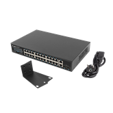 Lanberg Switch 24x 1GbE PoE+/ 2x GbE/ 2 SFP ,19" rackes (360W) 