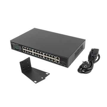 Lanberg Switch 24x 1GbE PoE+/ 2x GbE/ 2 SFP ,19" rackes (360W) 