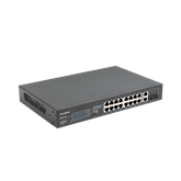 Lanberg Switch menedzsment nélküli, 16x 100Mb PoE+/ 2x 1GB/1X SFP, 10", 19" rackes (150W)