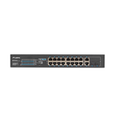 Lanberg Switch menedzsment nélküli, 16x 100Mb PoE+/ 2x 1GB/1X SFP, 10", 19" rackes (150W)