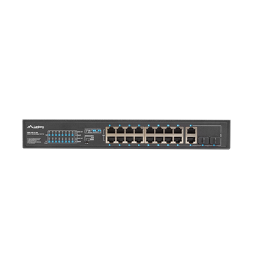 Lanberg Switch menedzsment nélküli, 16x 100Mb PoE+/ 2x 1GB/1X SFP, rackes (250W)