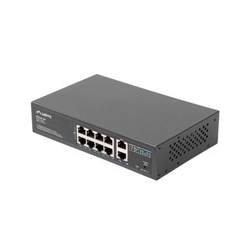 Lanberg Switch menedzsment nélküli, 8x 100Mb PoE+/ 2x 1GB, 10", 19" rackes (120W)