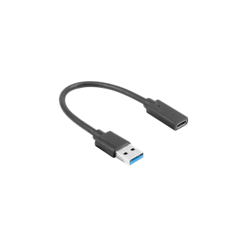 Lanberg USB-C (F) 3.1->USB-A (M) adapter kábel, 15 cm, fekete
