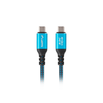 Lanberg USB-C (M/M) 4.0 kábel 2 m, 240W 8K 60 Hz, fekete-kék