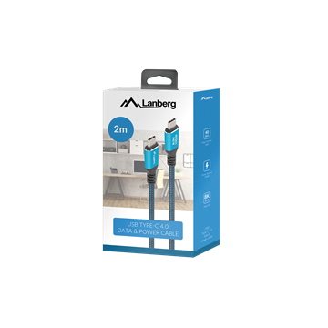 Lanberg USB-C (M/M) 4.0 kábel 2 m, 240W 8K 60 Hz, fekete-kék