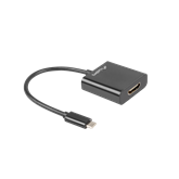 Lanberg USB-C (M) 3.1->HDMI (F) adapter kábel, 15 cm (DisplayPort alternatív mód), fekete