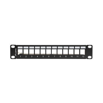 Lanberg Üres patch panel 12 port 1U 10" FTP, árnyékolt, tehermentesítővel, fekete V2