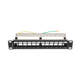 Lanberg Üres patch panel 12 port 1U 10" FTP, árnyékolt, tehermentesítővel, fekete V2