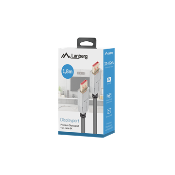 Lanberg displayport v1.4 kábel, 8K 60HZ, 1.8 méter, fekete