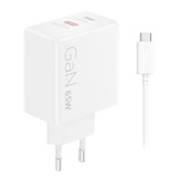 Lenovo Dual USB-C 65W GaN Charger - White