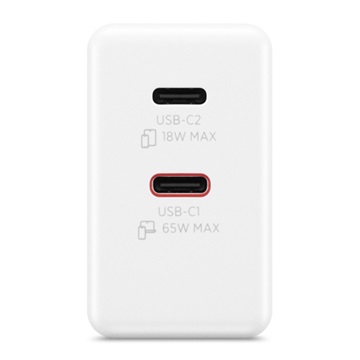 Lenovo Dual USB-C 65W GaN Charger - White
