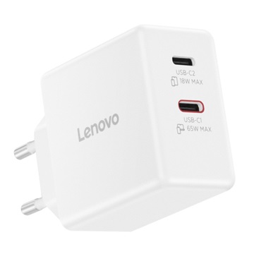 Lenovo Dual USB-C 65W GaN Charger - White