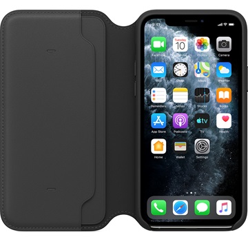 Apple iPhone 11 Pro kinyitható bőrtok - Fekete