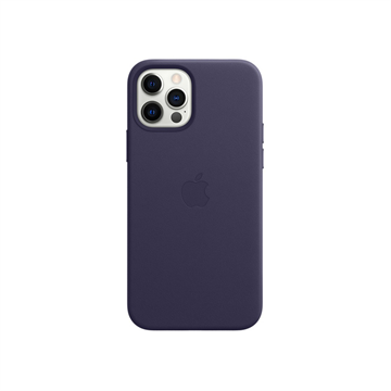 Apple iPhone 12 / 12 Pro MagSafe-rögzítésű bőrtok - Mély ibolyaszín