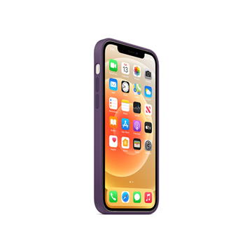 Apple iPhone 12 / 12 Pro MagSafe-rögzítésű szilikon tok - Ametiszt