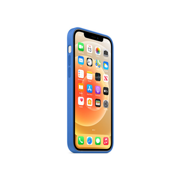 Apple iPhone 12 / 12 Pro MagSafe-rögzítésű szilikon tok - Capri kék