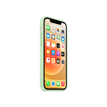Apple iPhone 12 / 12 Pro MagSafe-rögzítésű szilikon tok - Pisztácia
