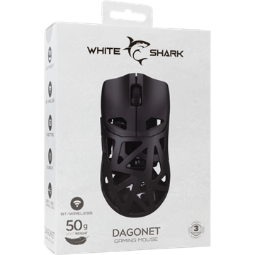 White Shark GM-5019B DAGONET Vezeték nélküli gamer egér - Fekete