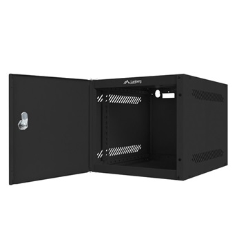 Lanberg 10" fali rack szekrény 6U/280X310, lemezajtó, lapraszerelt, fekete