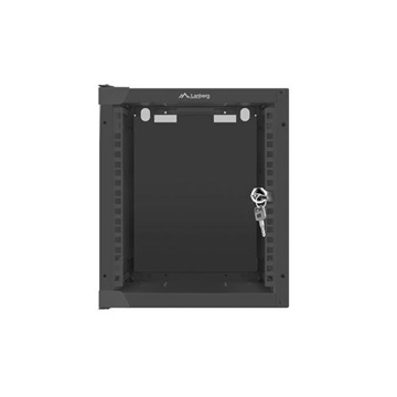 Lanberg 10" fali rack szekrény 6U/280X310, üvegajtó, lapraszerelt, fekete
